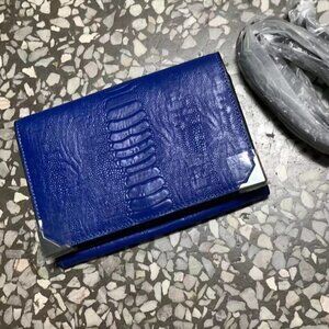 Alexander Want blue ostrich style leather crossbody bag